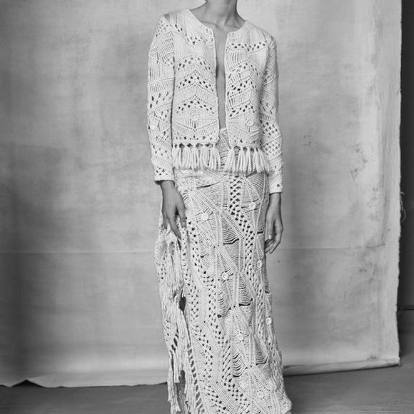 Anthropologie Cream Crochet Cardigan Sweater - Picture 2 of 15